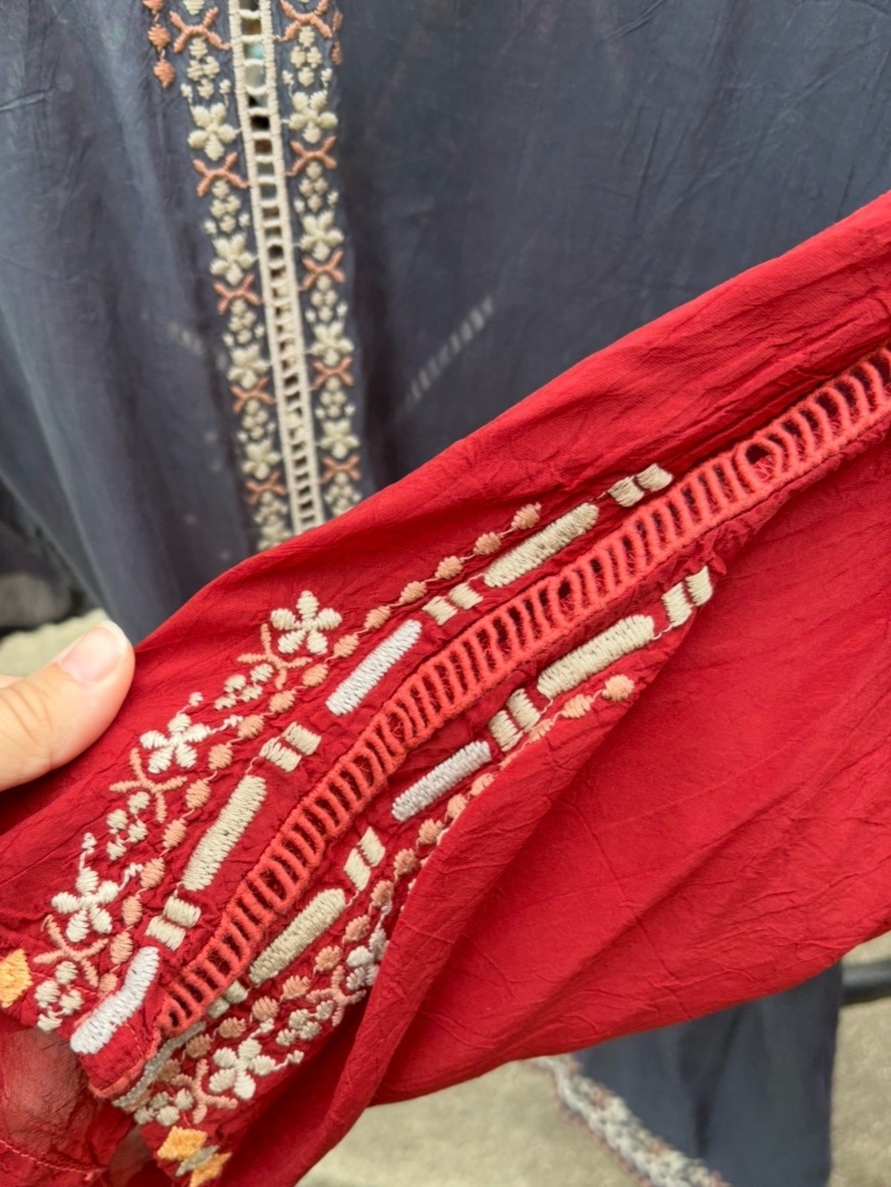 Johnny Was Bundle Embroidered V-Neck Tunics Gray and Rust - Picture 9 of 12